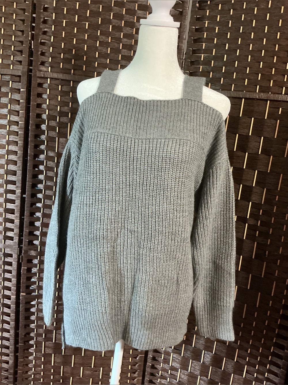Soho Gray Off-the-Shoulder Sweater